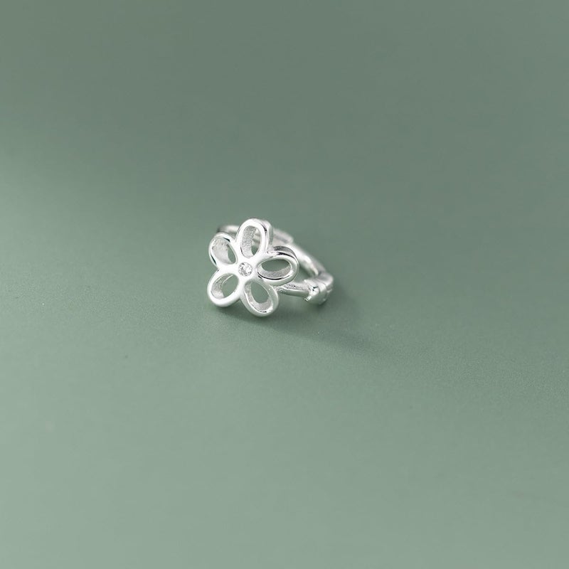 Reffeer Solid 925 Sterling Silver Flower Hoop Earrings Huggie for Women Teen Girls CZ Flower Hoop Earrings Spring - Image 5